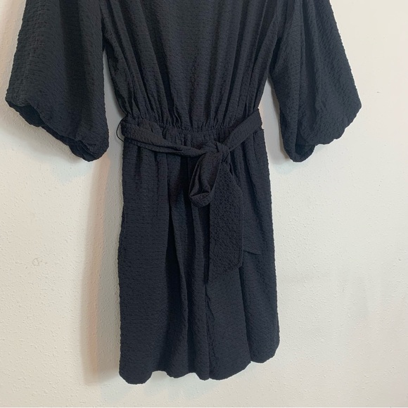 Anthropologie Francesca Balloon Sleeve Textured Romper Black Sz Small - Picture 6 of 12